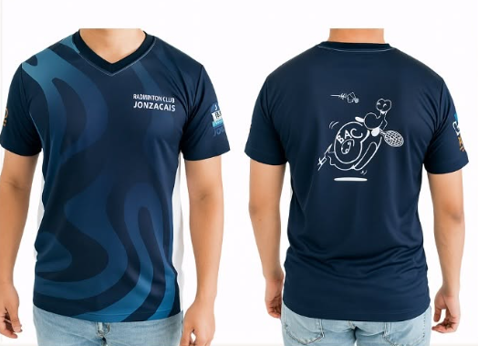 Maillot de badminton sublimé Jonzacais bleu marine par SportArticle