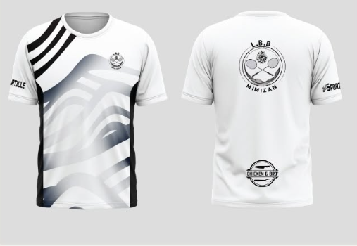 Maillot de badminton sublimé LBB Mimizan blanc et noir par SportArticle