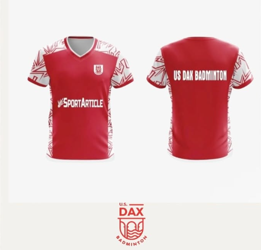 Maillot de badminton sublimé US Dax rouge et blanc par SportArticle