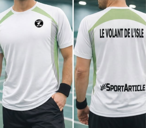 Maillot sublimé Le Volant de l'Isle blanc et vert par SportArticle