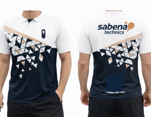 Polo de padel sublimé Sabena Technics bleu marine par SportArticle